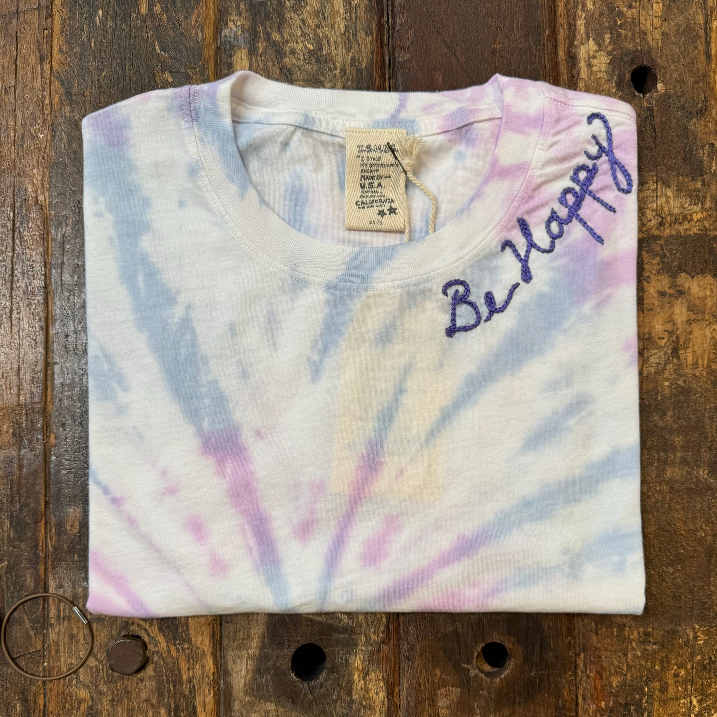TIE DYE S/S TEE WITH CUSTOM HAND EMBROIDERY(4 Colors)