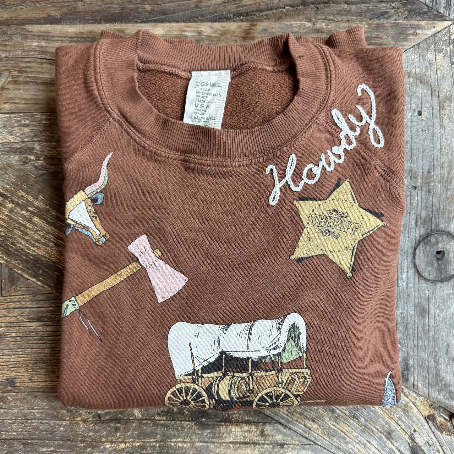Howdy Allover Graphic Sweatshirt - Customize Your Embroidery Wording (2 Colors)