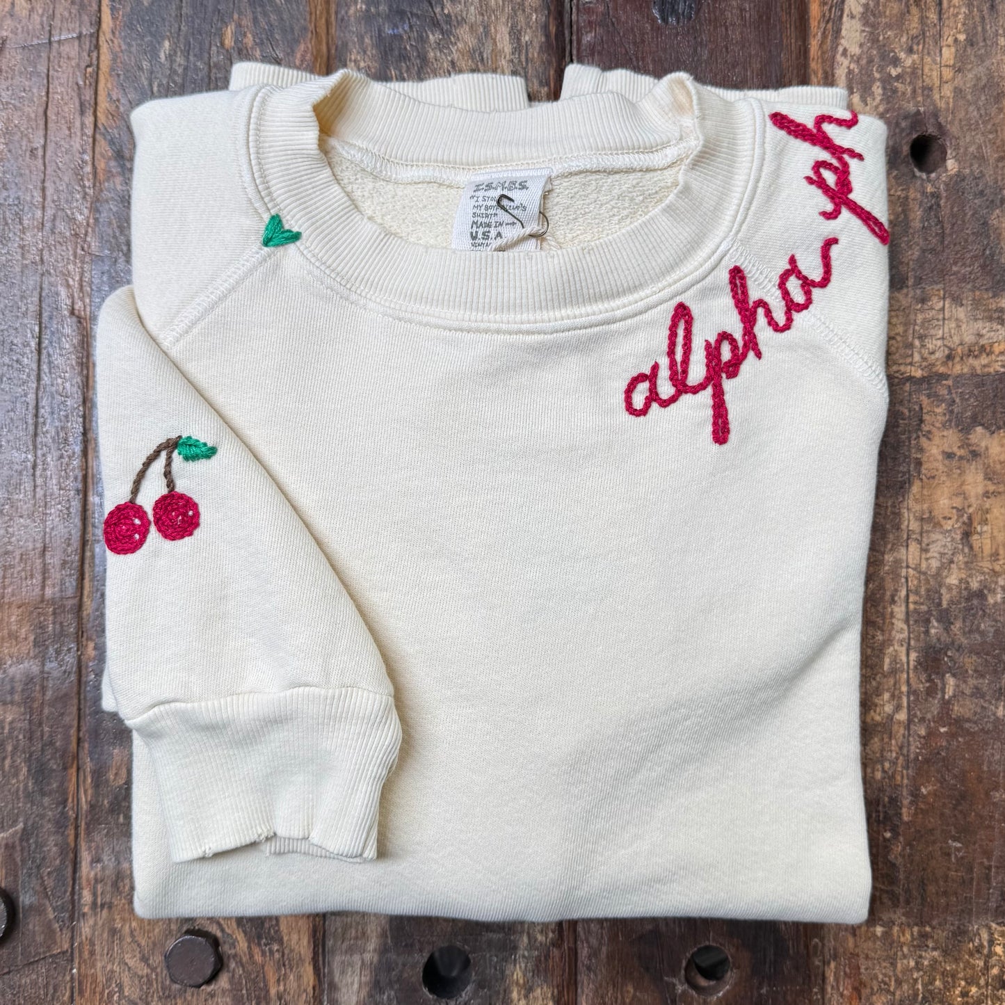 Fruity Symbol Sweatshirt with Personalized Hand Embroidery (16 Colors)