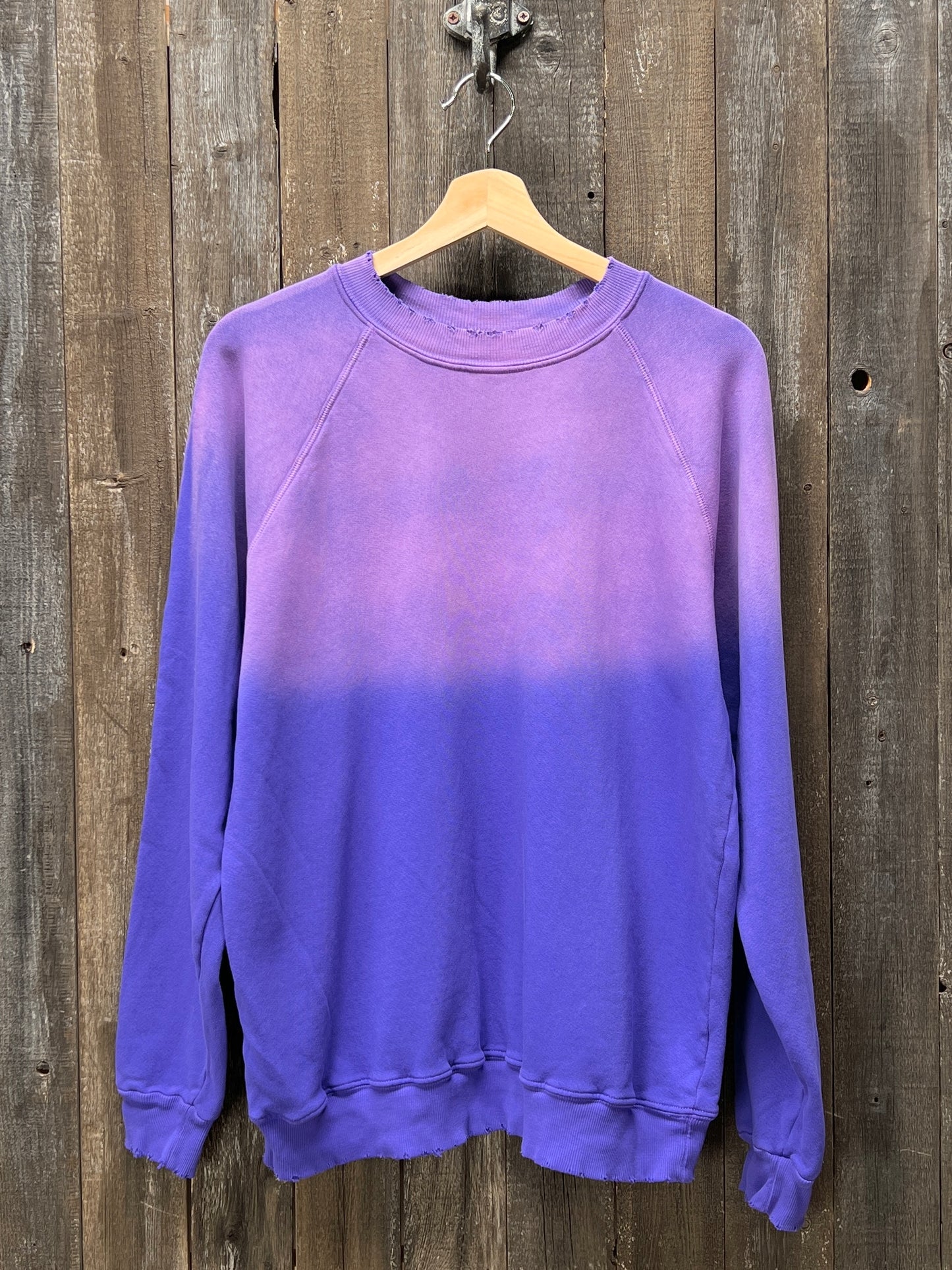 PURPLE L/S SWEATS WITH CUSTOM HAND EMBROIDERY-M/L