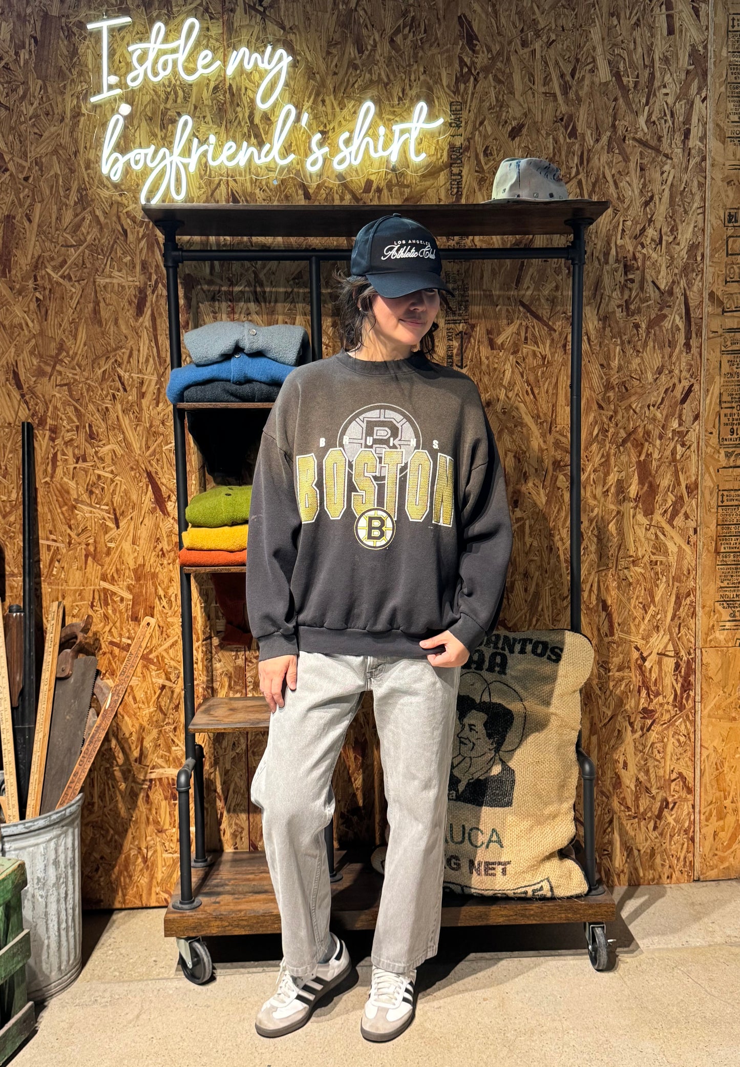 Vintage Bruins Sweatshirt -L-Customize Your Embroidery Wording