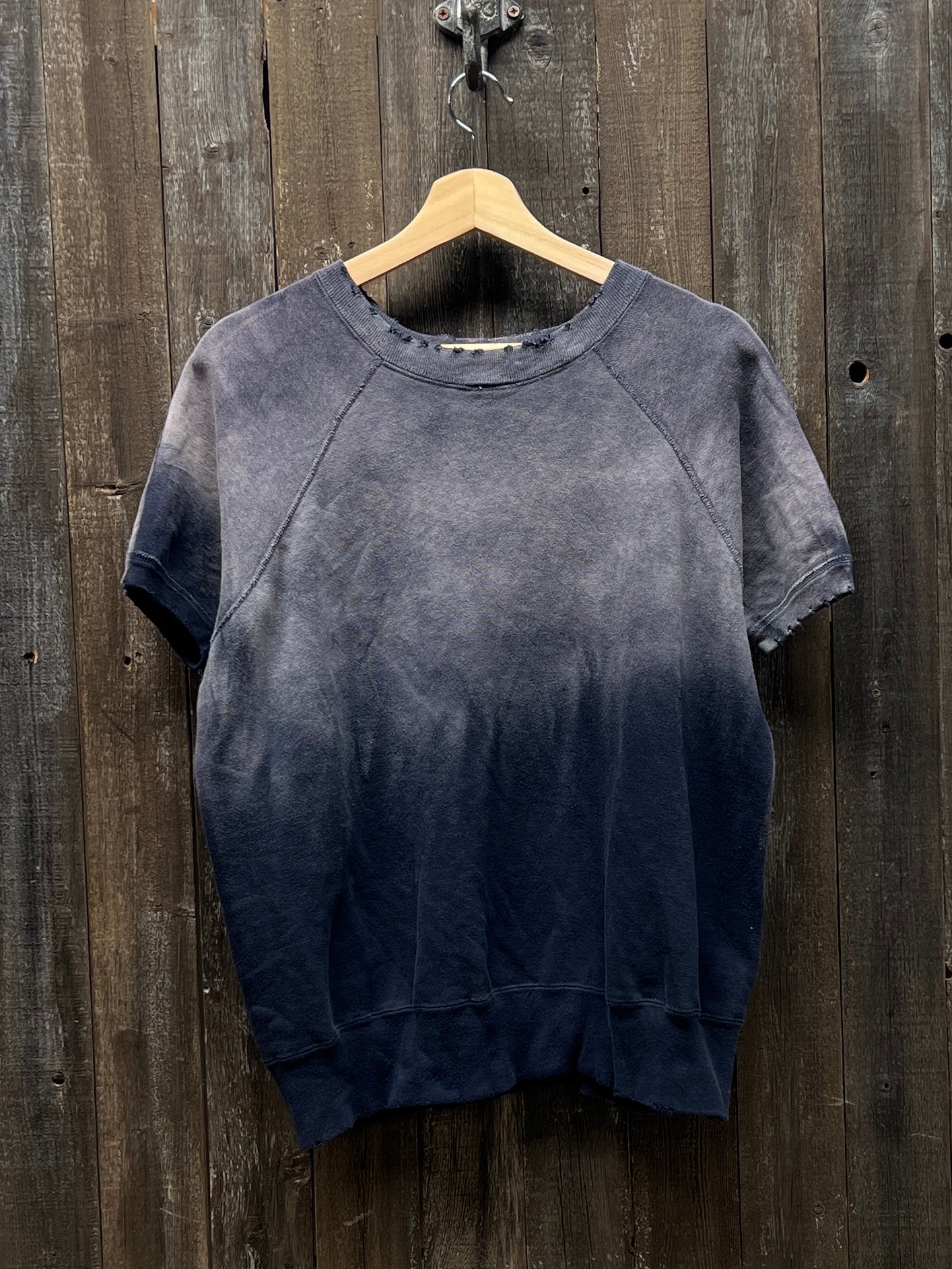 WASHED NAVY VINTAGE SHORTY SWEATS WITH CUSTOM HAND EMBROIDERY-M