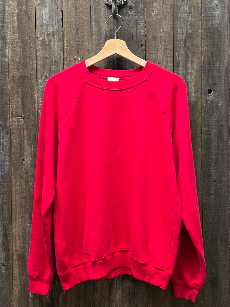 RED L/S SWEATS WITH CUSTOM HAND EMBROIDERY