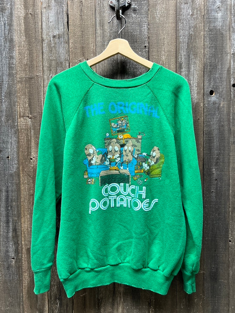Vintage Couch Potato Sweatshirt -M/L-Customize Your Embroidery Wording