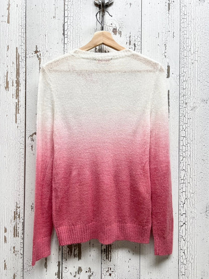 PINK DIP DYED SWEATER WITH CUSTOM HAND EMBROIDERY-XS/S