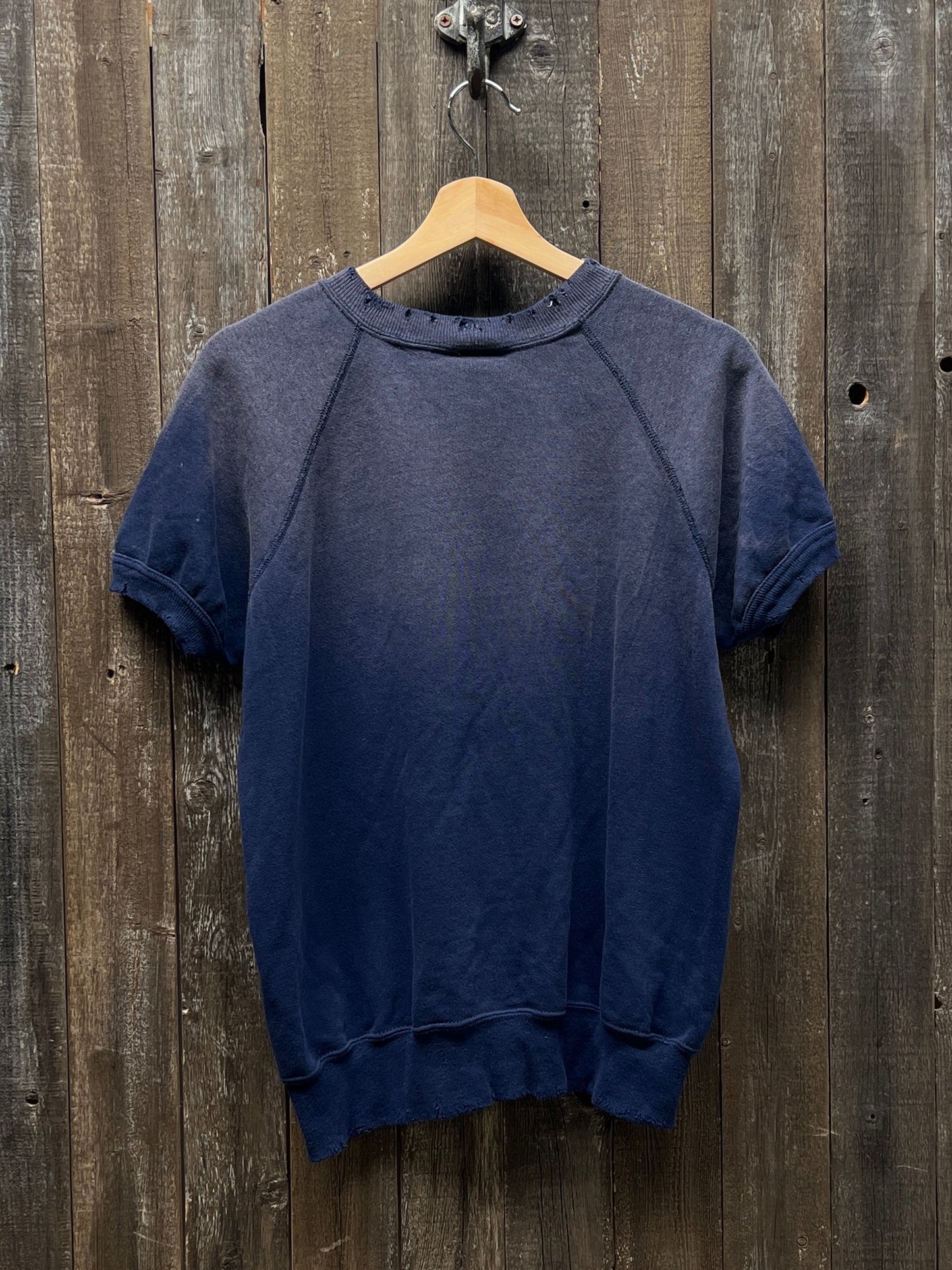 WASHED NAVY VINTAGE SHORTY SWEATS WITH CUSTOM HAND EMBROIDERY-S/M