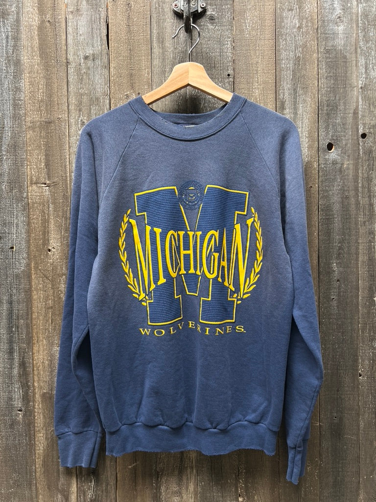 Vintage Michigan Wolverines Sweatshirt -M/L-Customize Your Embroidery Wording