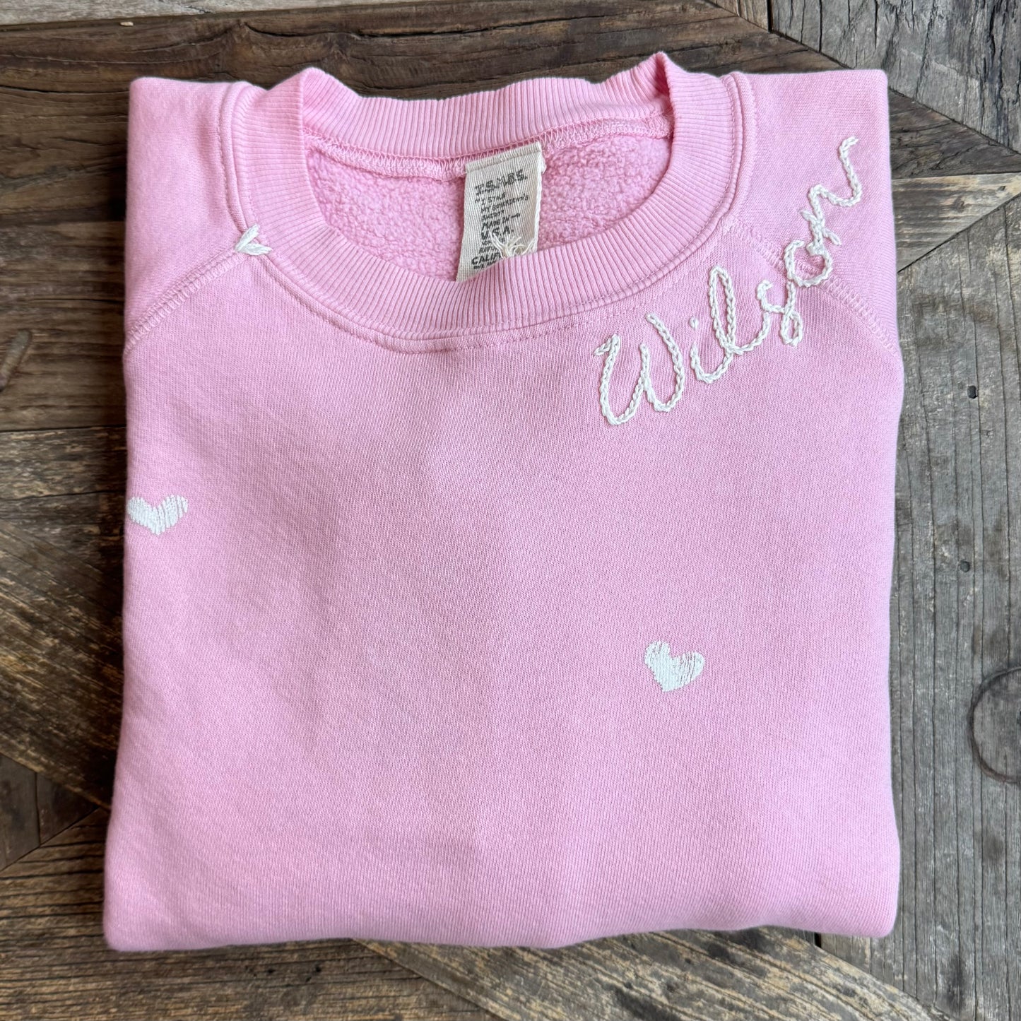 Heart Allover Puff Print Sweatshirt -Customize Your Embroidery Wording (2 Colors)