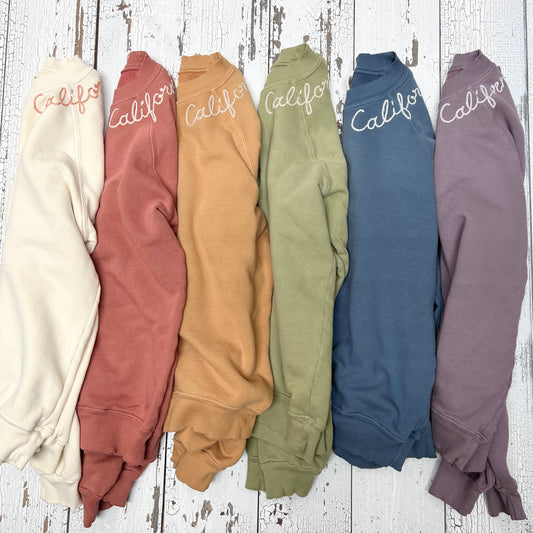 RAINBOW BLOOM SWEATSHIRT WITH CUSTOM HAND EMBROIDERY(6 Colors)