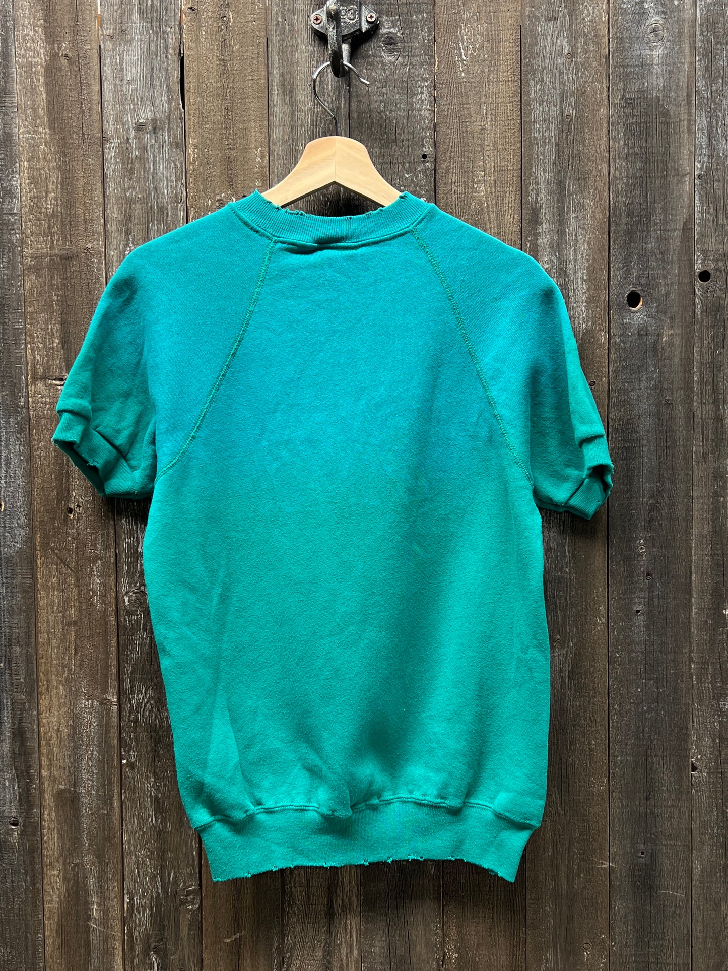 TEAL GREEN VINTAGE SHORTY SWEATS WITH CUSTOM HAND EMBROIDERY-S