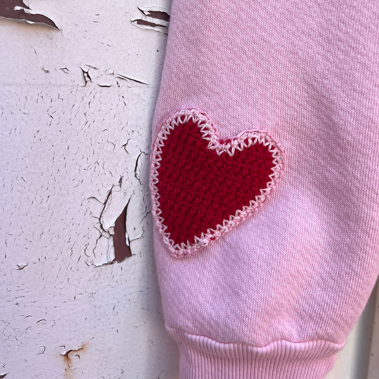 Crochet Hearts Sweatshirt WITH CUSTOM HAND EMBROIDERY(17Colors)