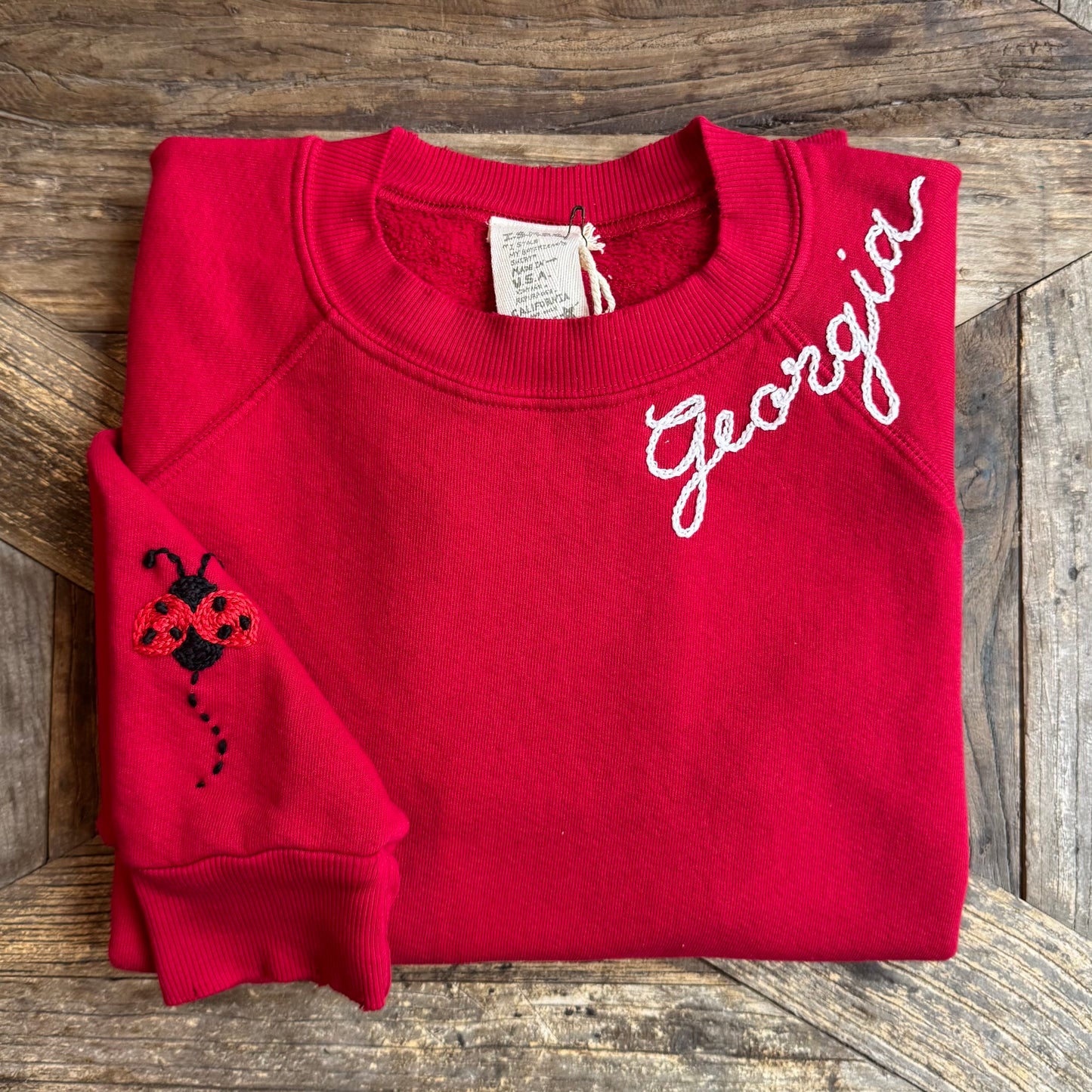 lovebug Sweatshirt-Customize Your Embroidery Wording (16 Colors)