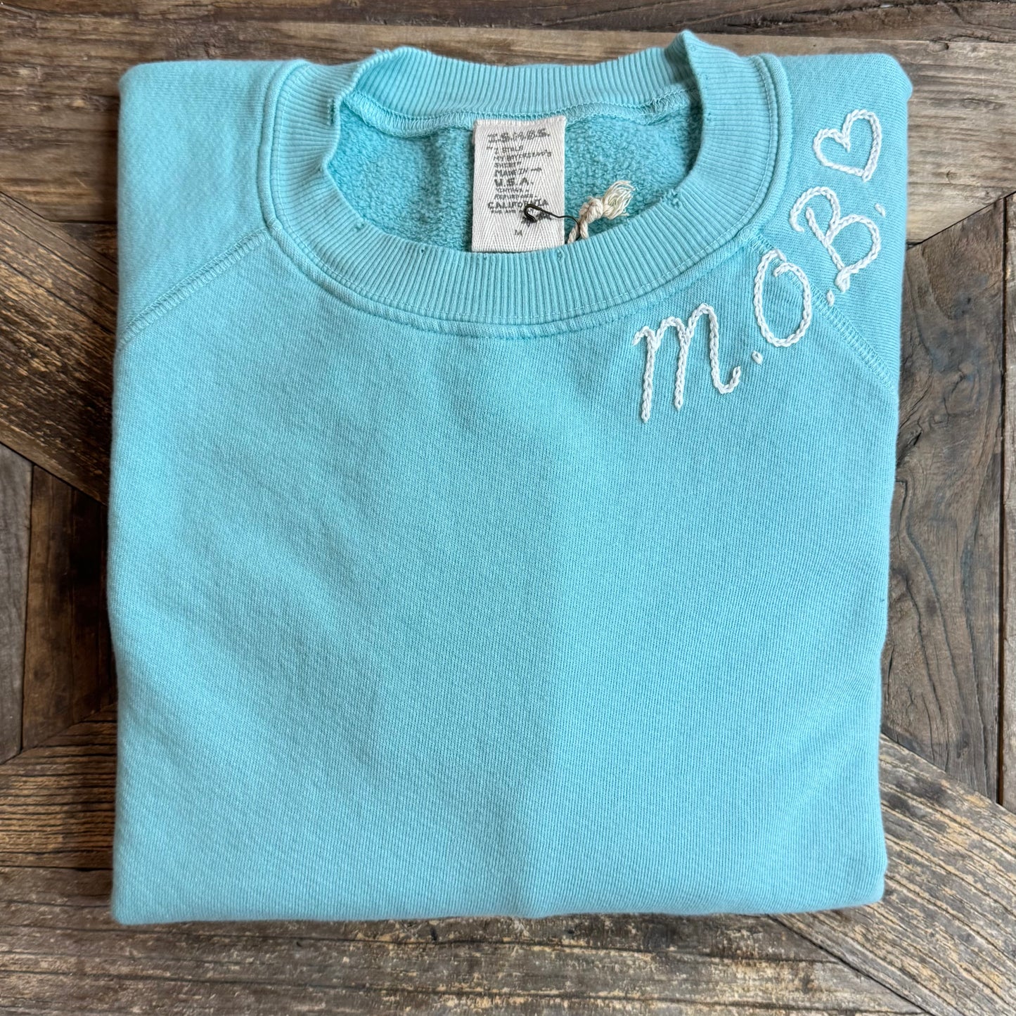 SKY SWEATS WITH CUSTOM HAND EMBROIDERY