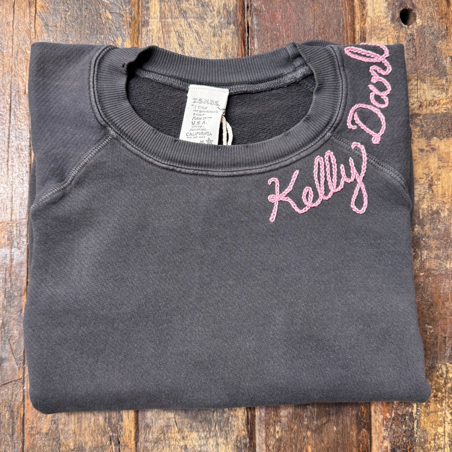 PIONEER WAY VINTAGE BLACK SWEATS WITH CUSTOM HAND EMBROIDERY