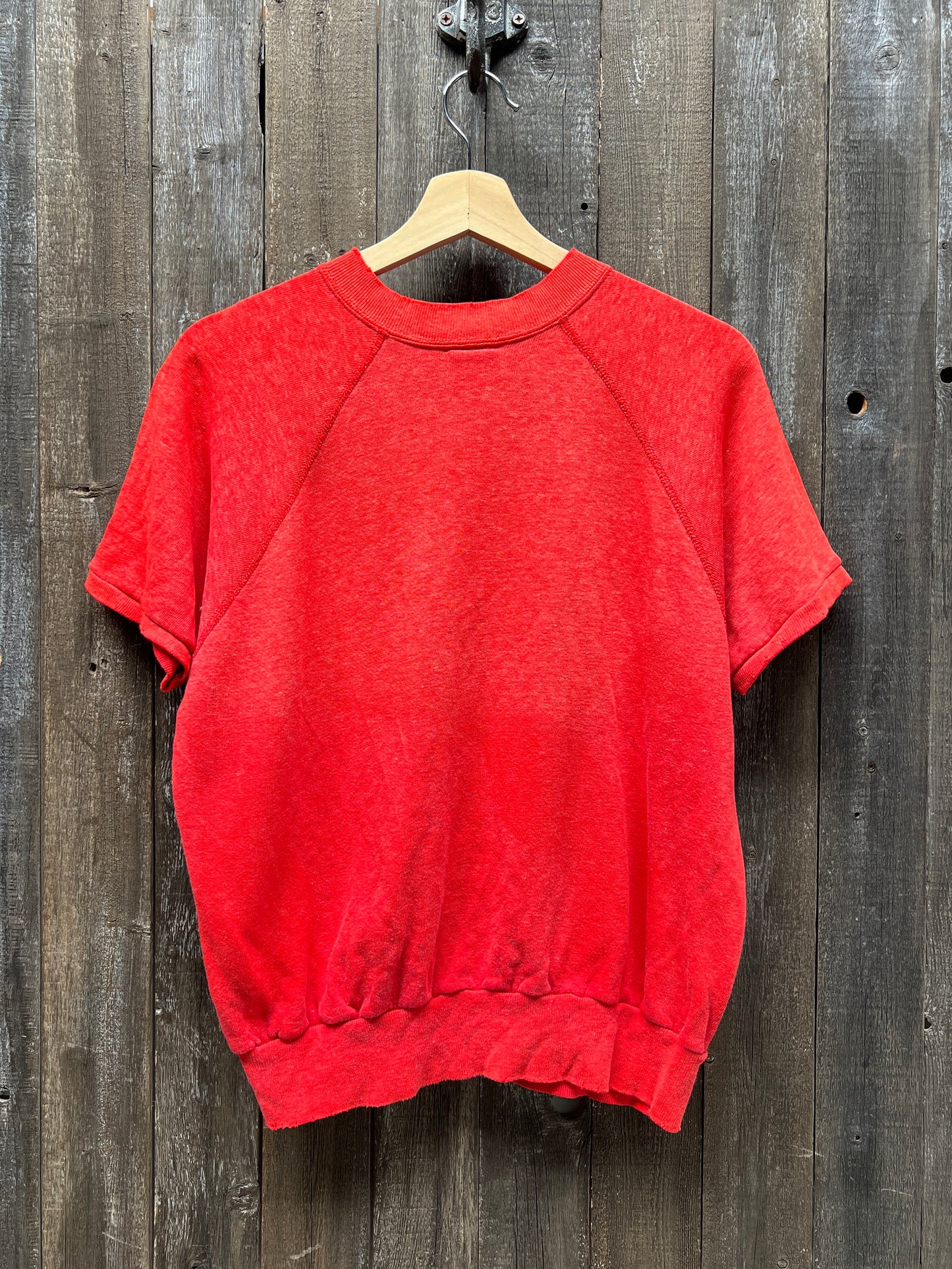 POPPY RED VINTAGE SHORTY SWEATS WITH CUSTOM HAND EMBROIDERY-M