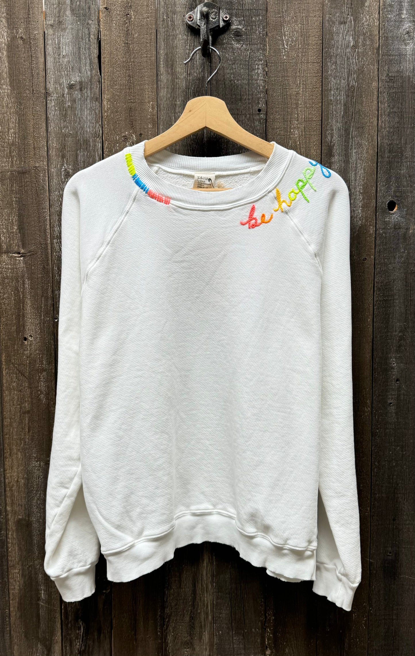 Neon Rainbow Smiley Face or Be Happy Sweatshirt (5 Colors)