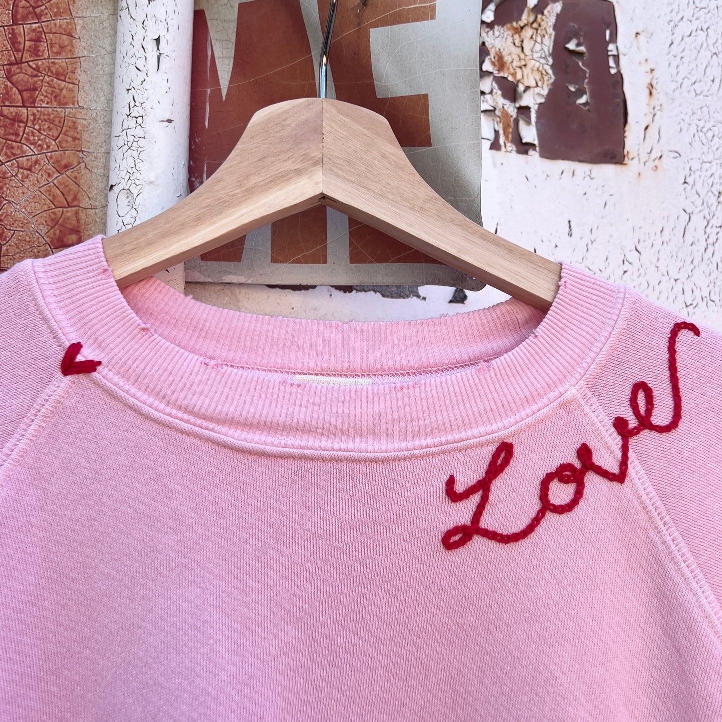 Crochet Hearts Sweatshirt WITH CUSTOM HAND EMBROIDERY(17Colors)