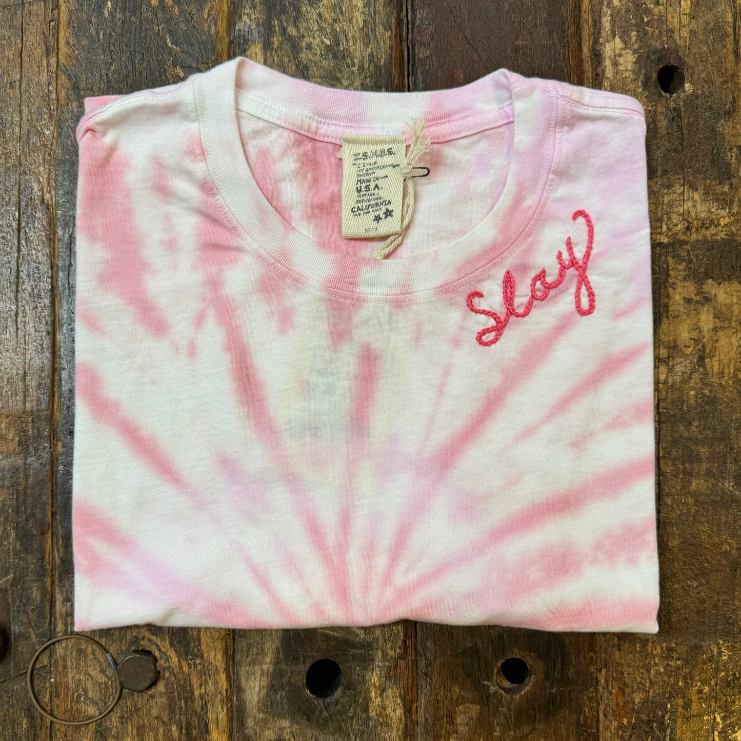 TIE DYE S/S TEE WITH CUSTOM HAND EMBROIDERY(4 Colors)