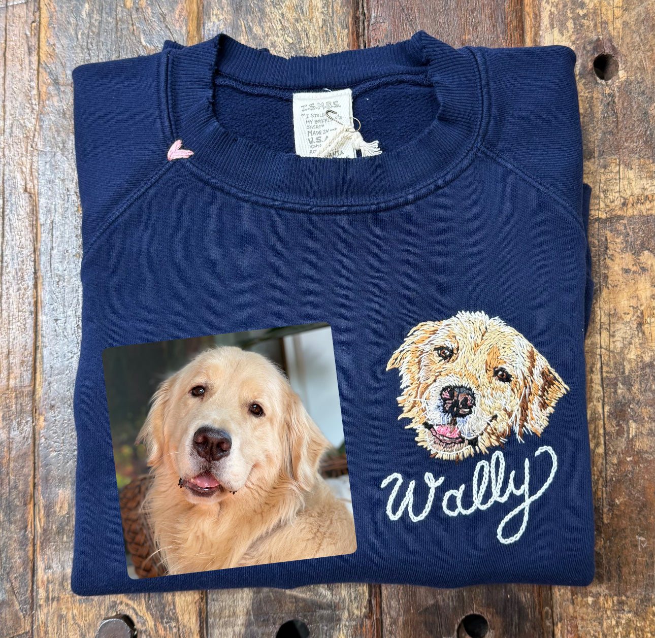 Translate Your Pet Photo into Colorful Embroidery Sweatshirt (Upload a Photo of Your Pet)