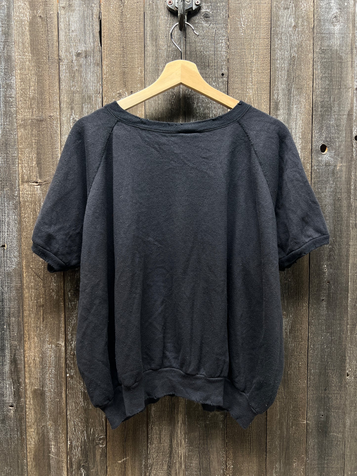 BLACK VINTAGE SHORTY SWEATS WITH CUSTOM HAND EMBROIDERY-L