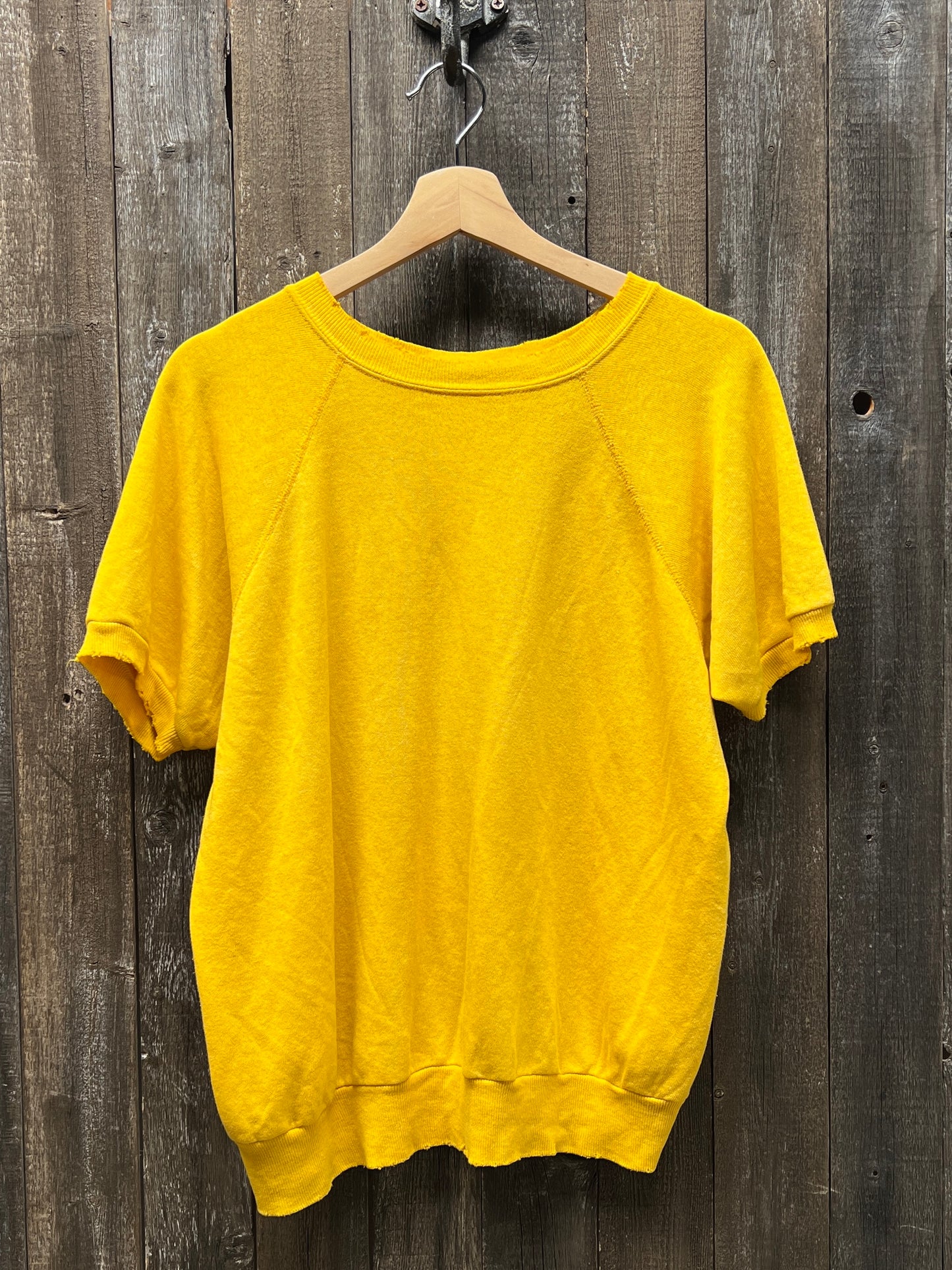 GOLDEN YELLOW VINTAGE SHORTY SWEATS WITH CUSTOM HAND EMBROIDERY-M