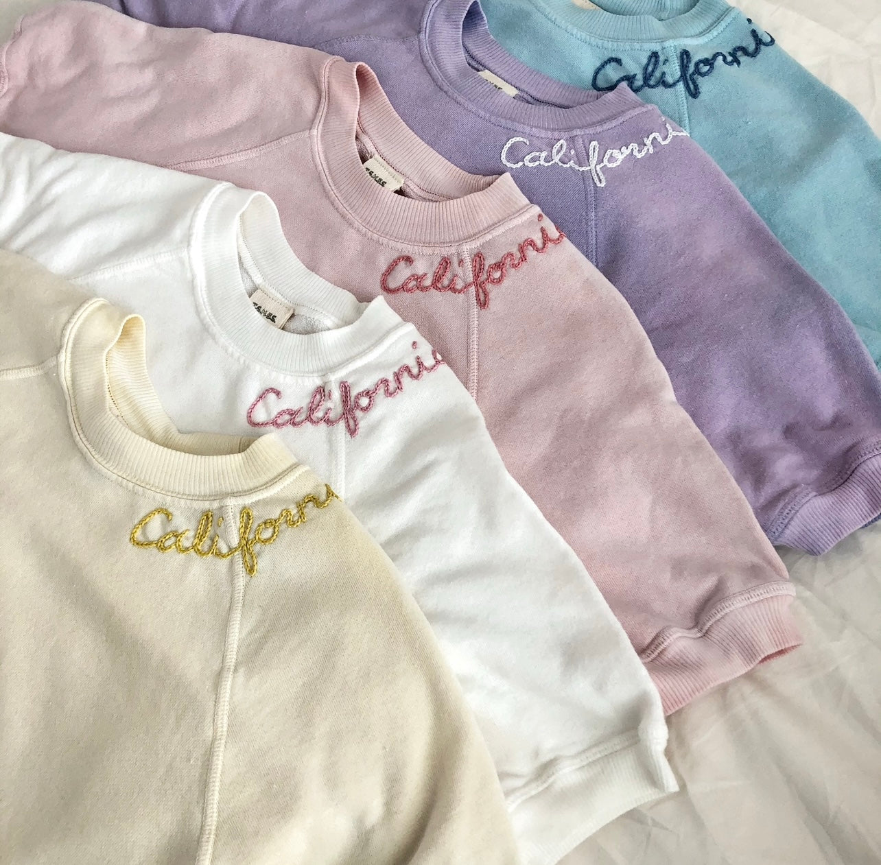 PASTEL SHORTY SWEATS WITH PERSONALIZED HAND EMBROIDERY(4 Colors)