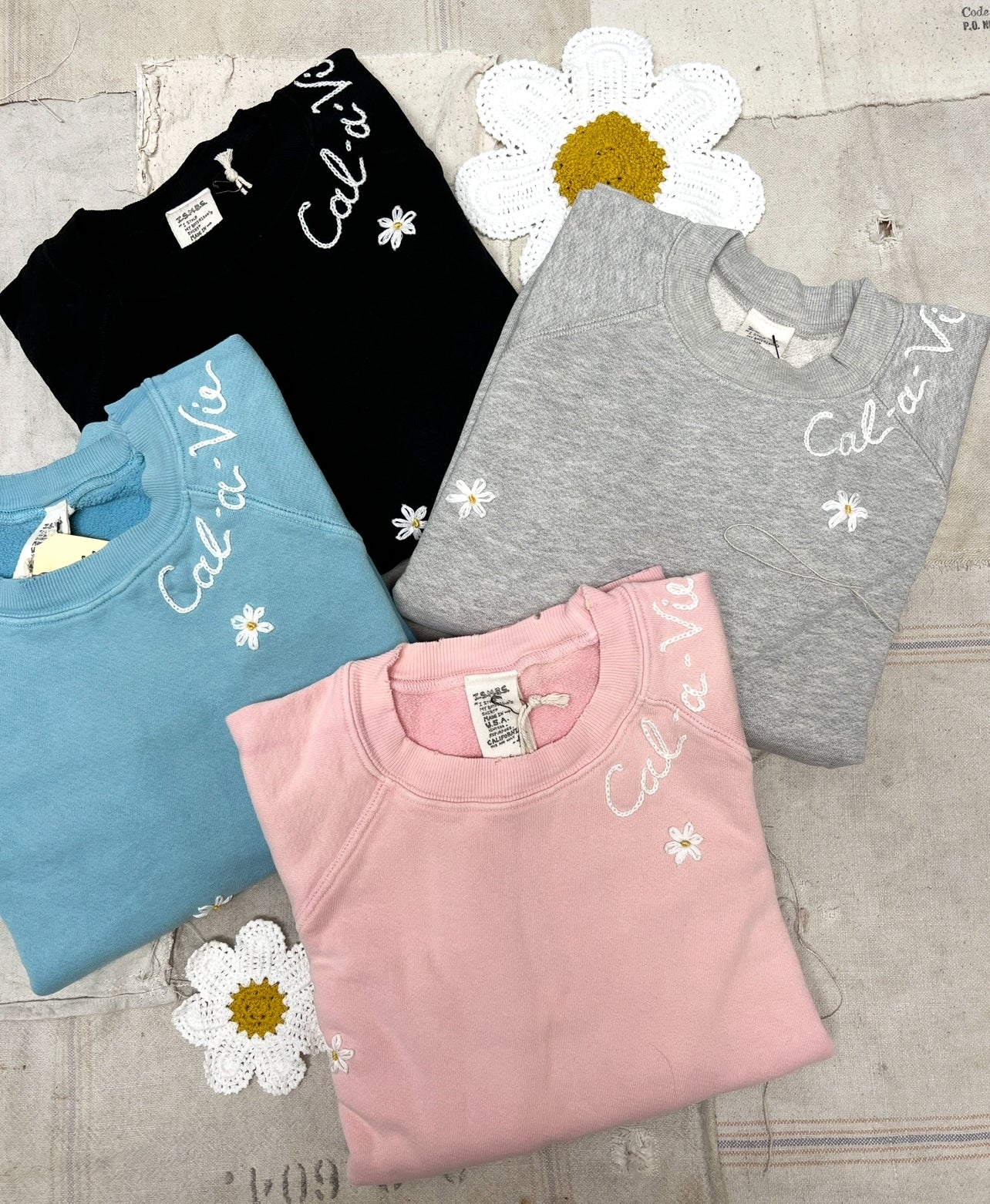 Mini Daisy Sweatshirts WITH CUSTOM HAND EMBROIDERY(17 Colors)
