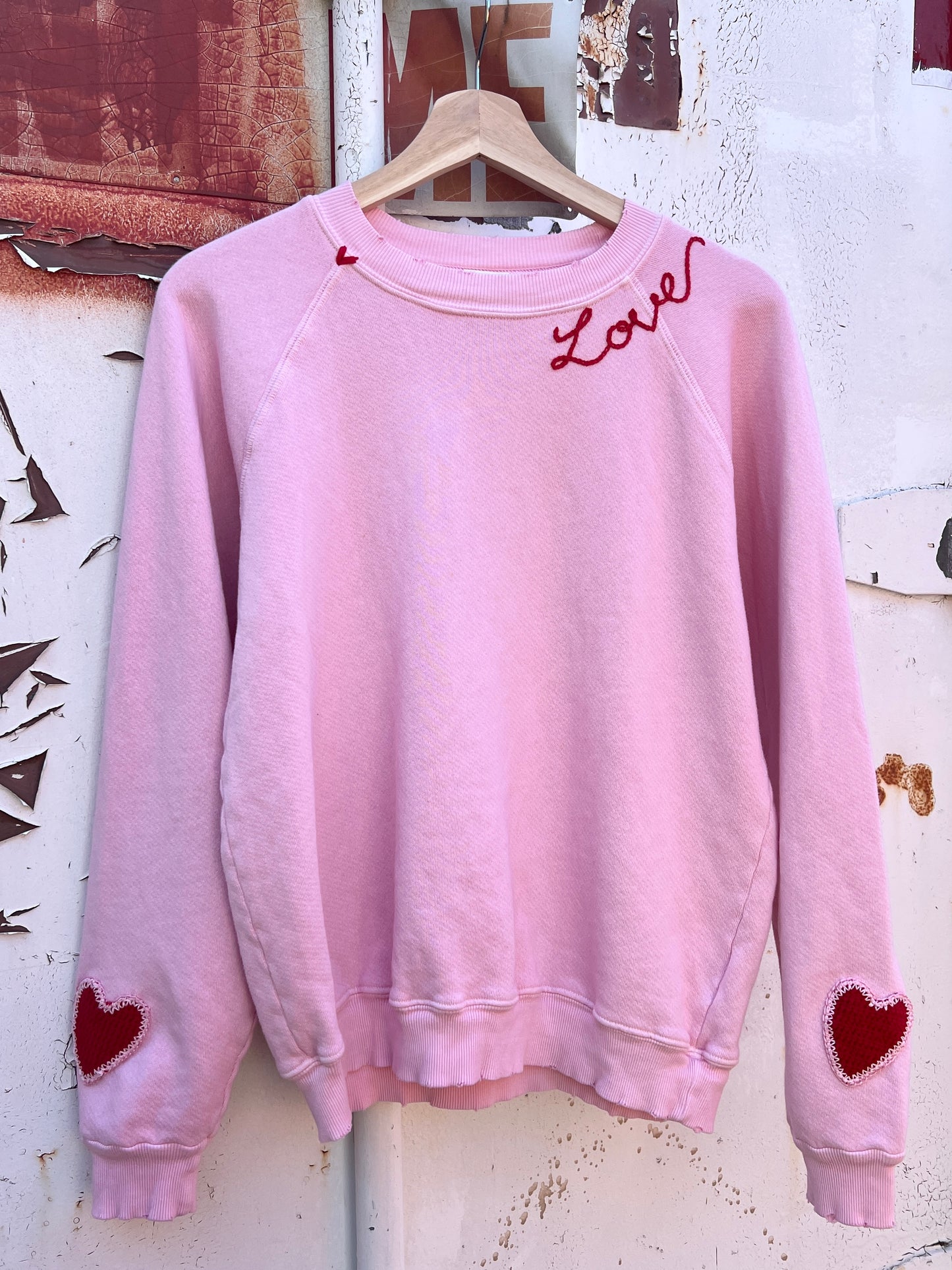 Crochet Hearts Sweatshirt WITH CUSTOM HAND EMBROIDERY(17Colors)