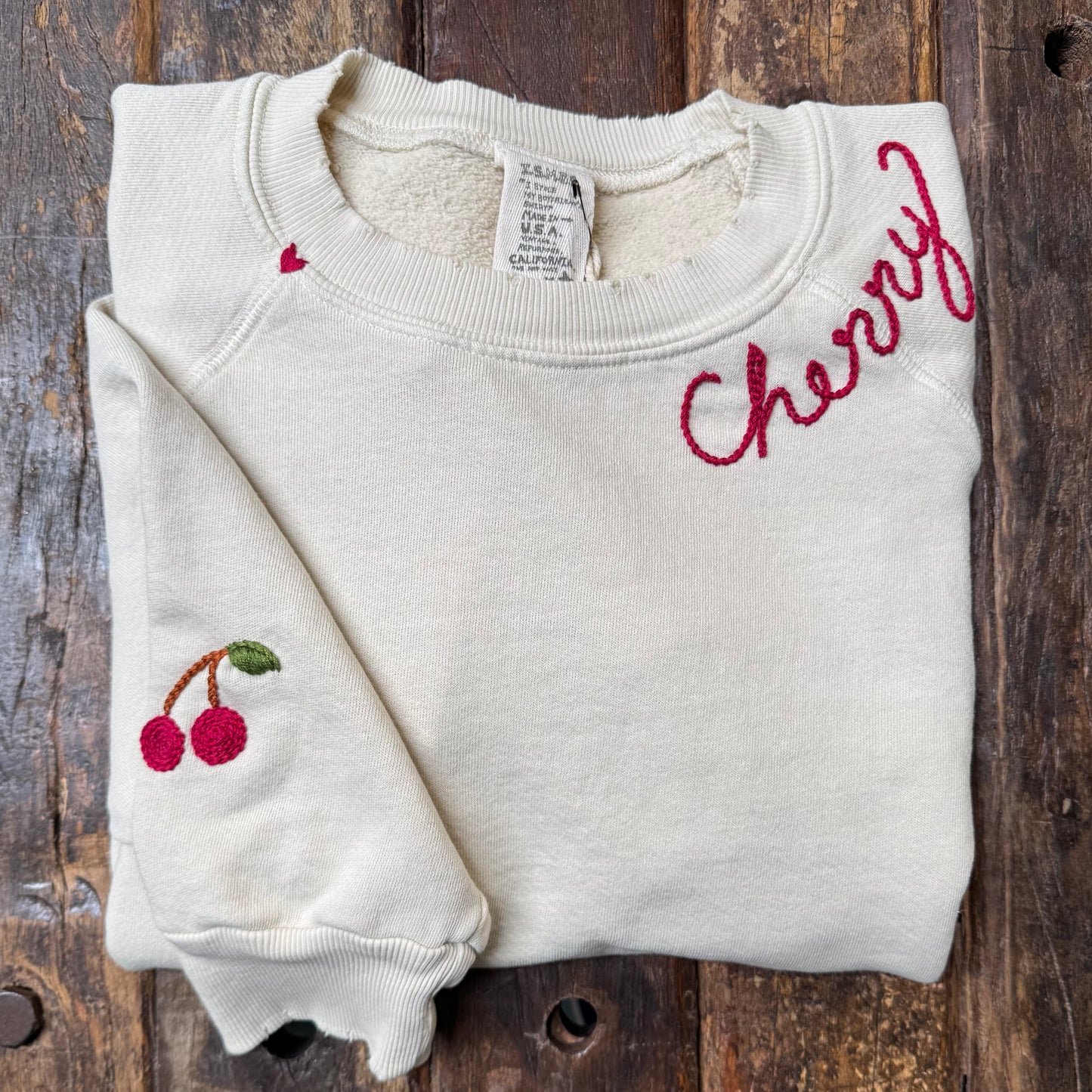 Fruity Symbol Sweatshirt with Personalized Hand Embroidery (16 Colors)