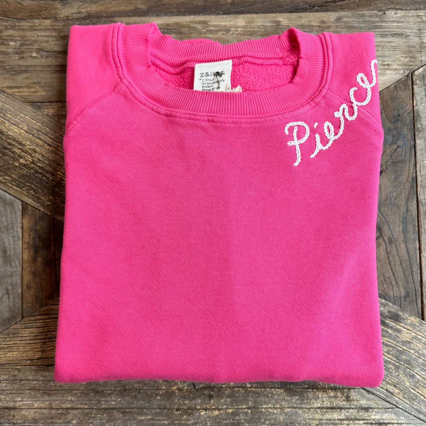 HOT PINK SWEATS WITH CUSTOM HAND EMBROIDERY