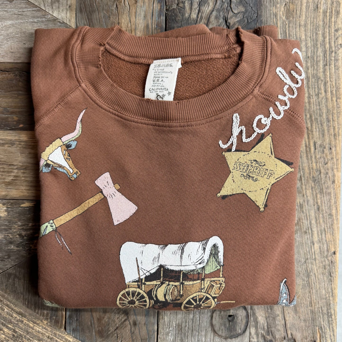 Howdy Allover Graphic Sweatshirt - Customize Your Embroidery Wording (2 Colors)