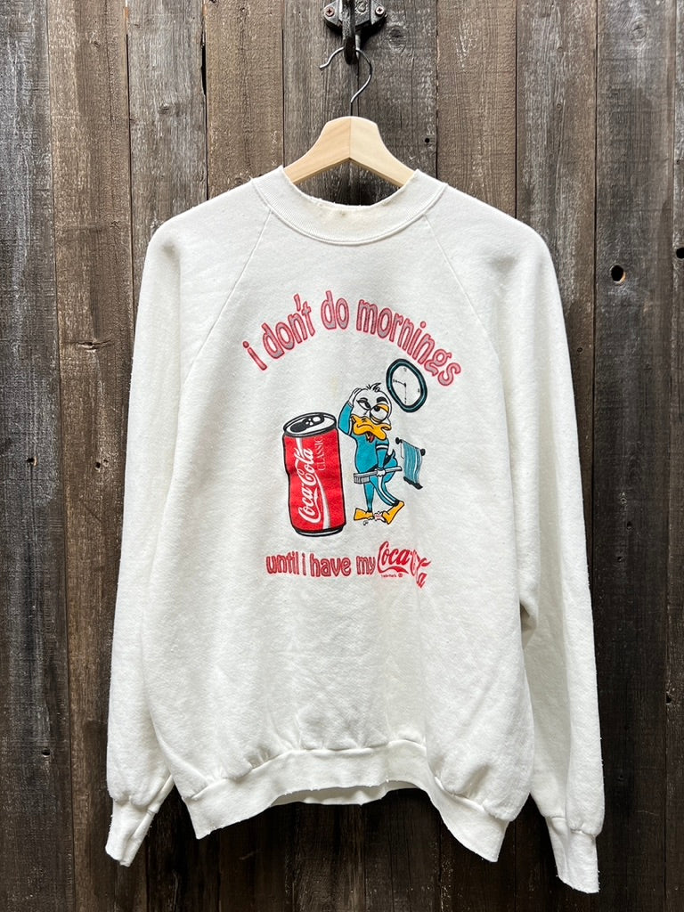 Vintage I Don't Do Mornings Sweatshirt -L-Customize Your Embroidery Wording