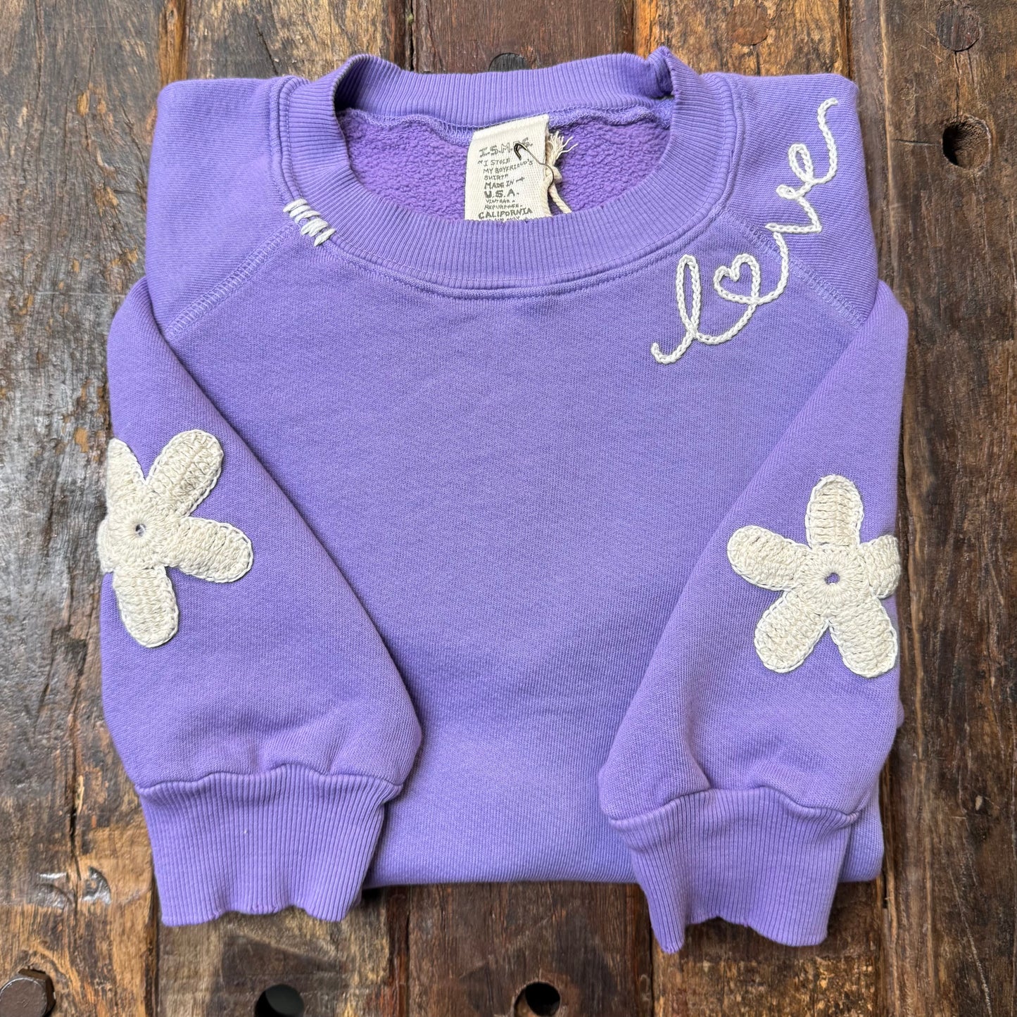 Crochet Daisy  Sweatshirts WITH CUSTOM HAND EMBROIDERY (20 Colors)