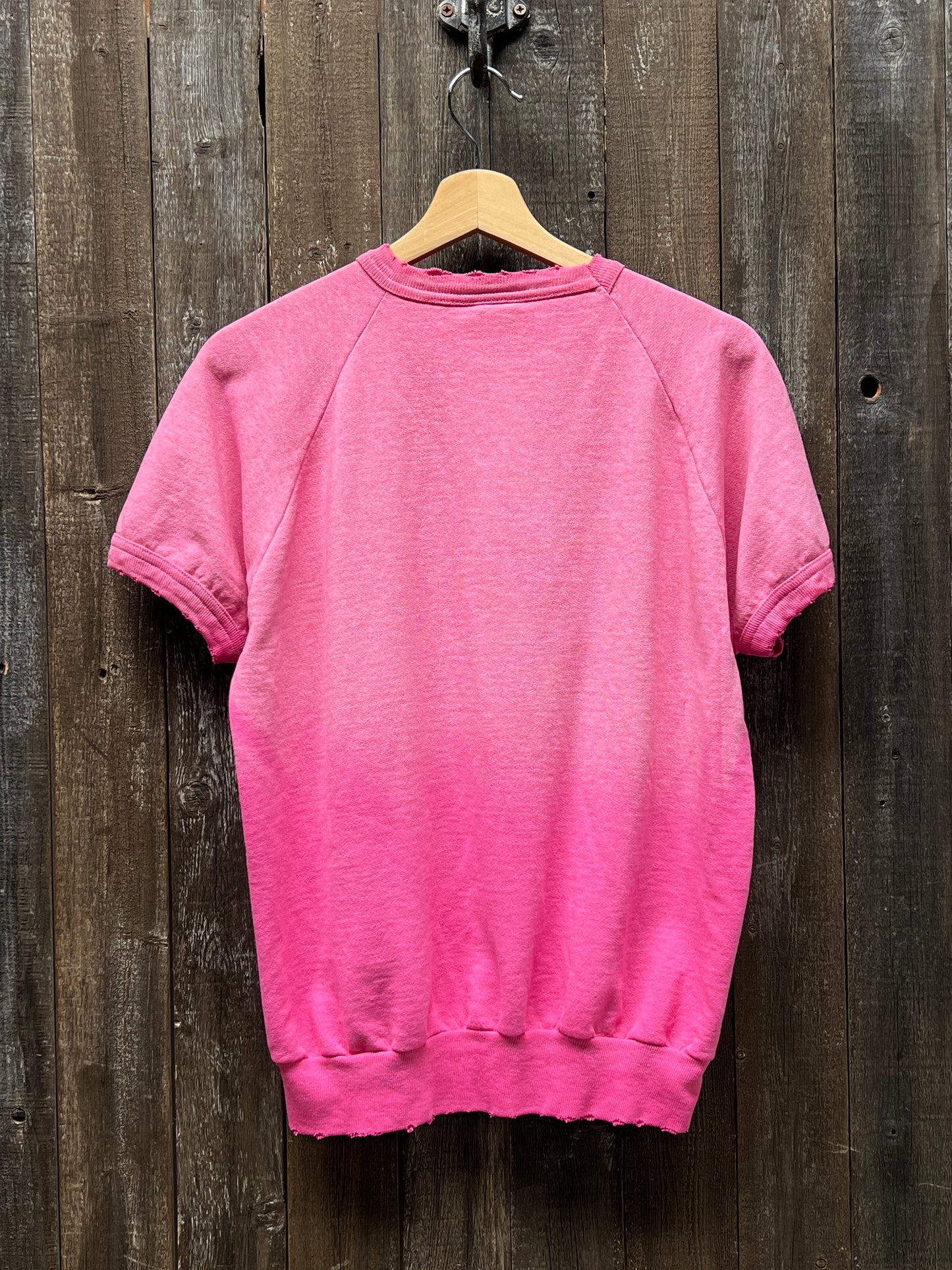 BUBBLE PINK VINTAGE SHORTY SWEATS WITH CUSTOM HAND EMBROIDERY-M