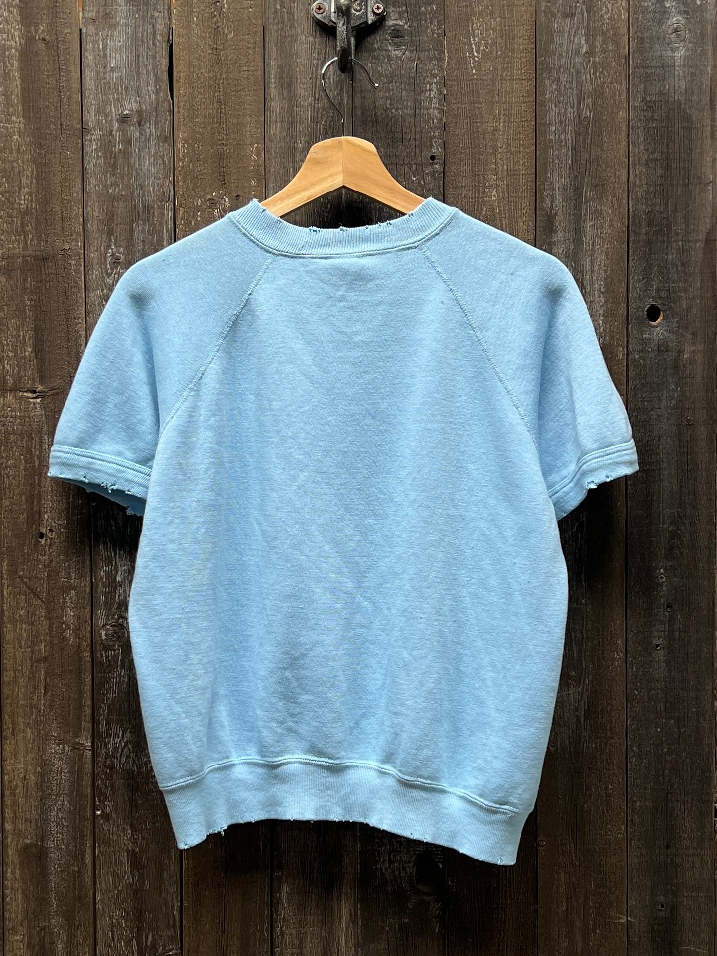 BABY BLUE VINTAGE SHORTY SWEATS WITH CUSTOM HAND EMBROIDERY-S/M