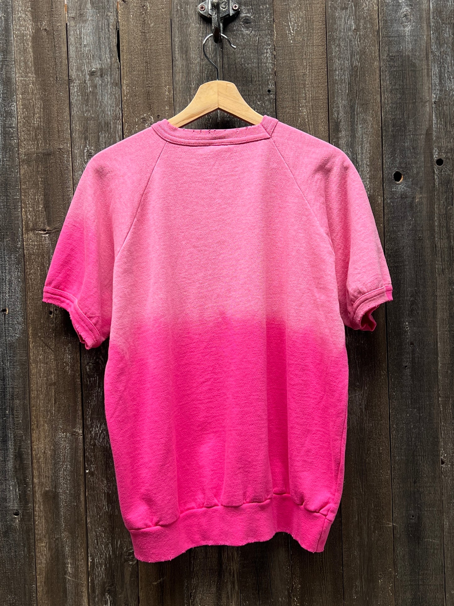 BUBBLE PINK VINTAGE SHORTY SWEATS WITH CUSTOM HAND EMBROIDERY-M/L