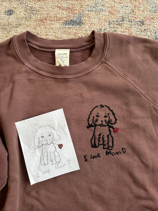 Translate Your Design into Embroidery Sweatshirt (Custom Hand Embroidery Postcard Size 4X6)