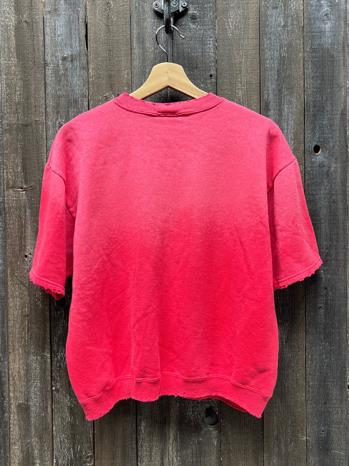 PUNCH PINK VINTAGE SHORTY SWEATS WITH CUSTOM HAND EMBROIDERY-M