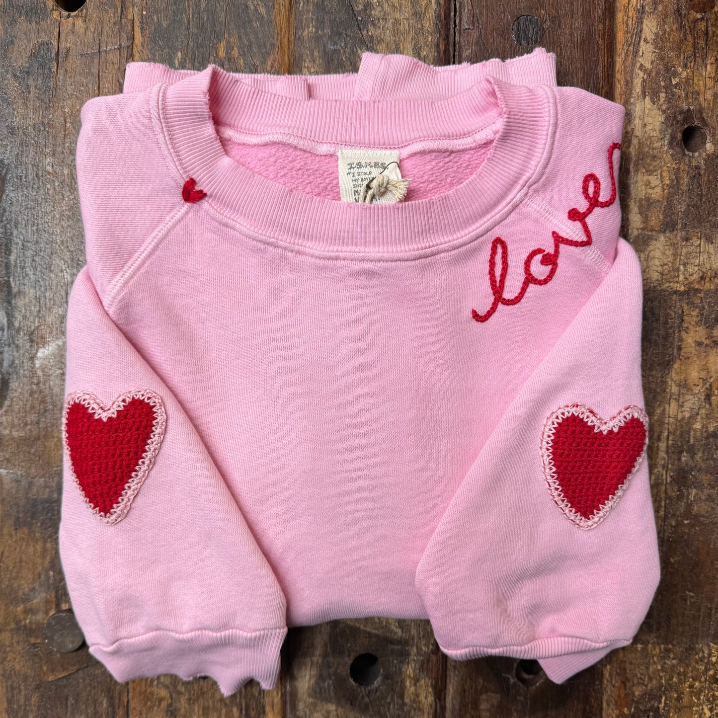 Crochet Hearts Sweatshirt WITH CUSTOM HAND EMBROIDERY(17Colors)