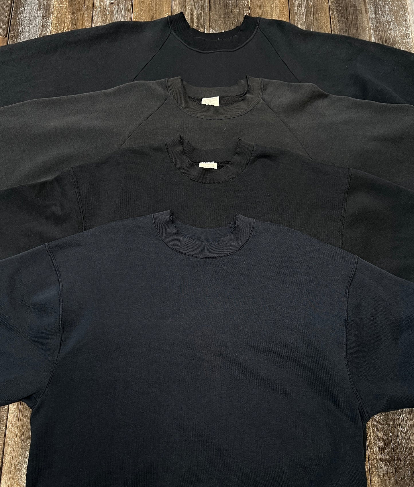 BLACK VINTAGE SWEATS WITH CUSTOM HAND EMBROIDERY ON NECKLINE - OVERSIZE FIT