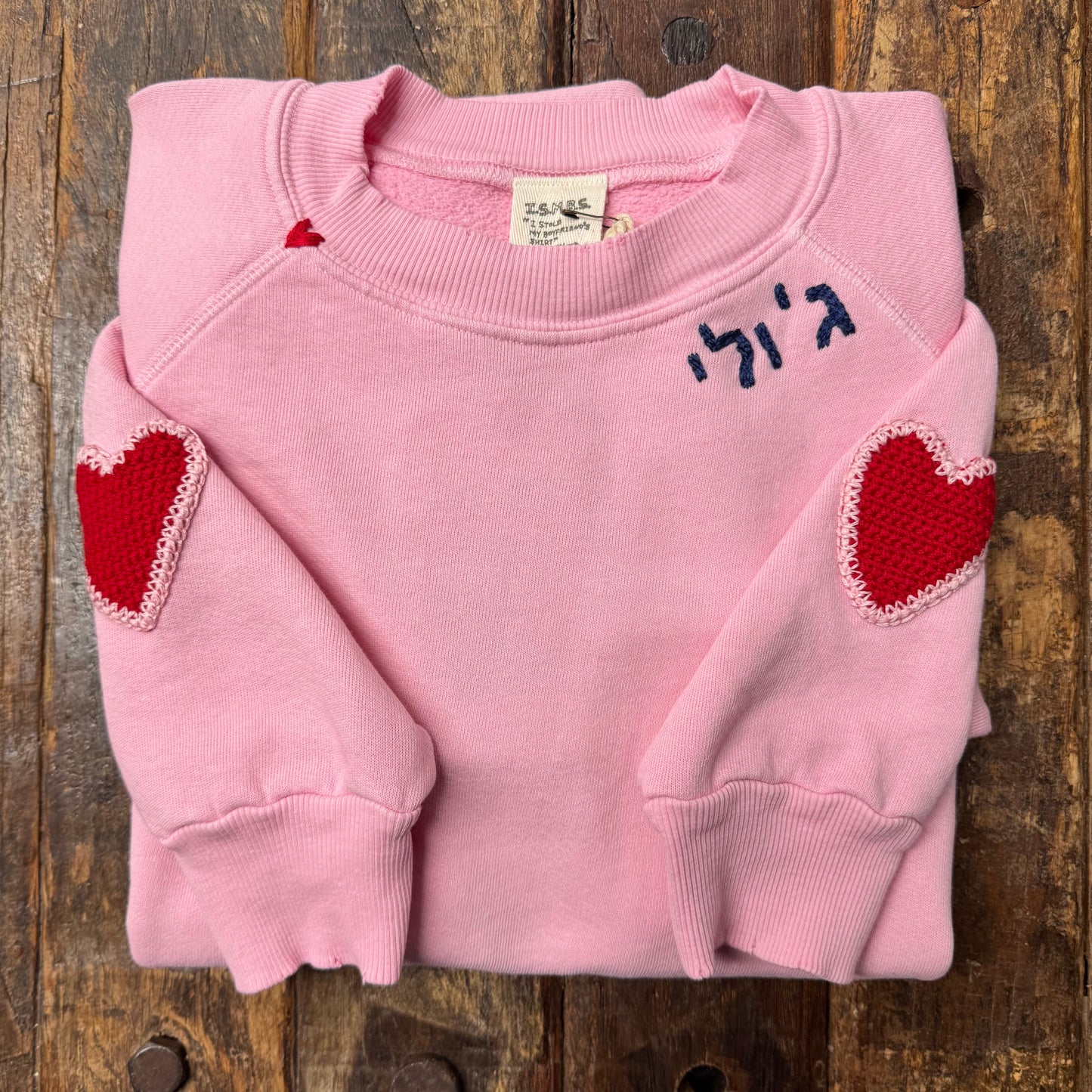 Crochet Hearts Sweatshirt WITH CUSTOM HAND EMBROIDERY(17Colors)