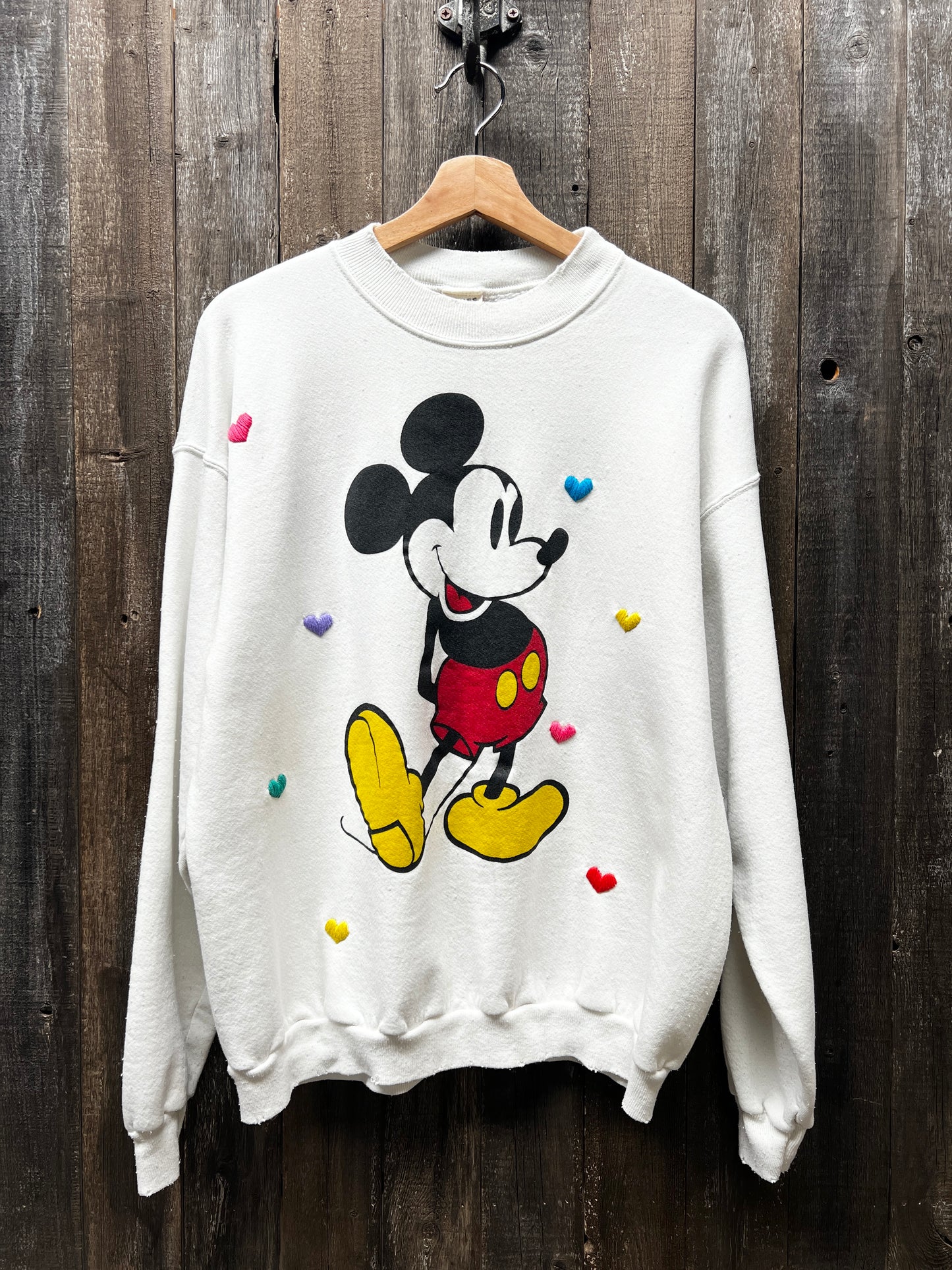 ALL MY HEART Vintage Mickey Sweatshirt-M,L- Customize Your Embroidery Wording