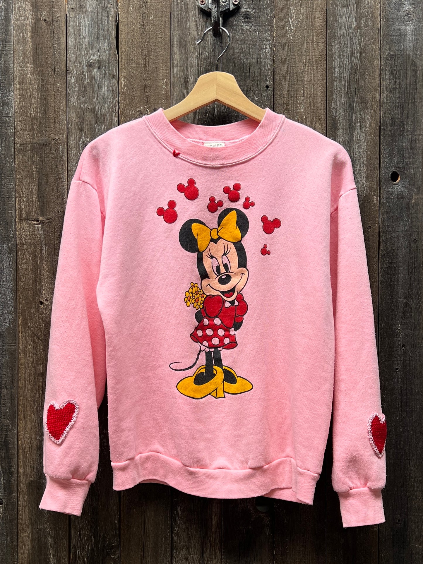 Vintage Minnie Mommy & Me Sweatshirt with Crochet Hearts - Kids 4-6- Customize Your Embroidery Wording