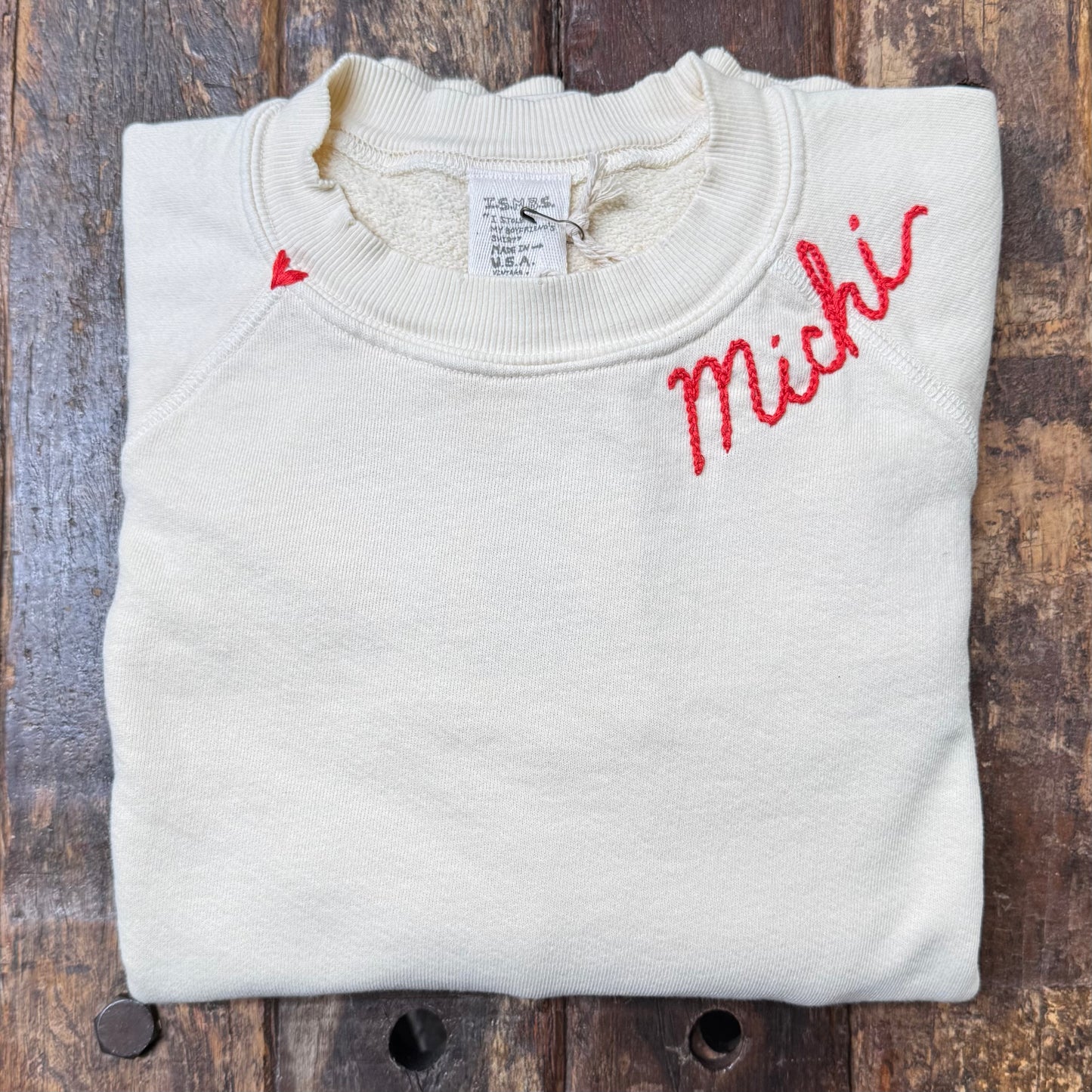 TINY ❤️ WITH PERSONALIZED HAND EMBROIDERY Sweatshirt (13 Colors)