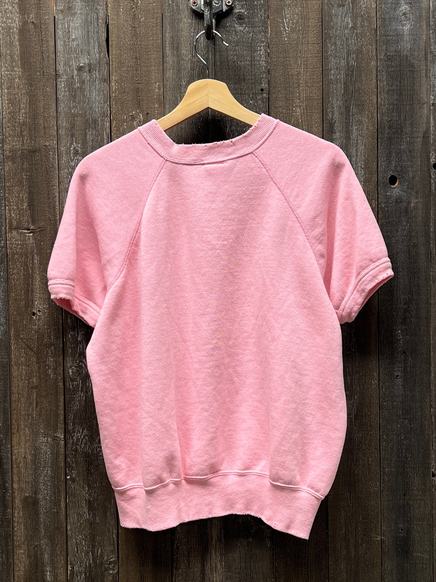 PASTEL PINK VINTAGE SHORTY SWEATS WITH CUSTOM HAND EMBROIDERY-L