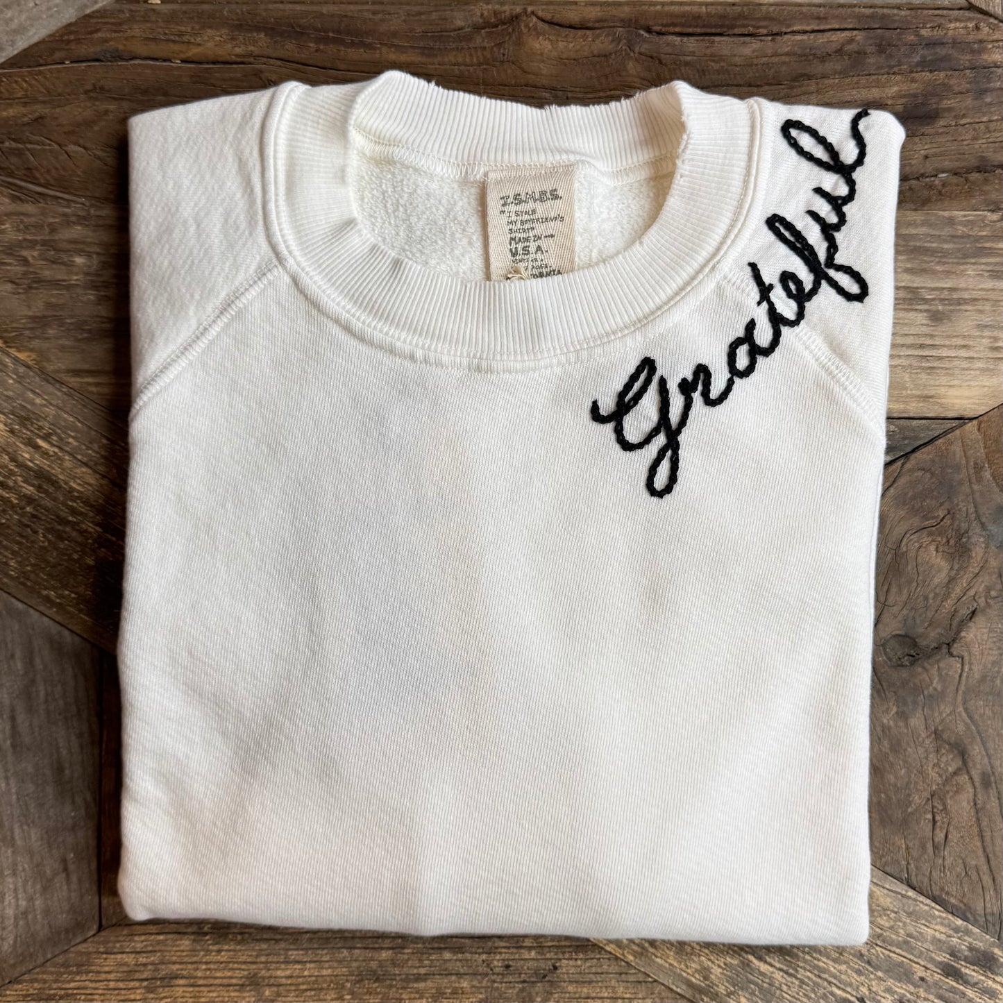 Choose Grateful or Thankful Custom Hand Embroidered Sweatshirts (20 Colors)