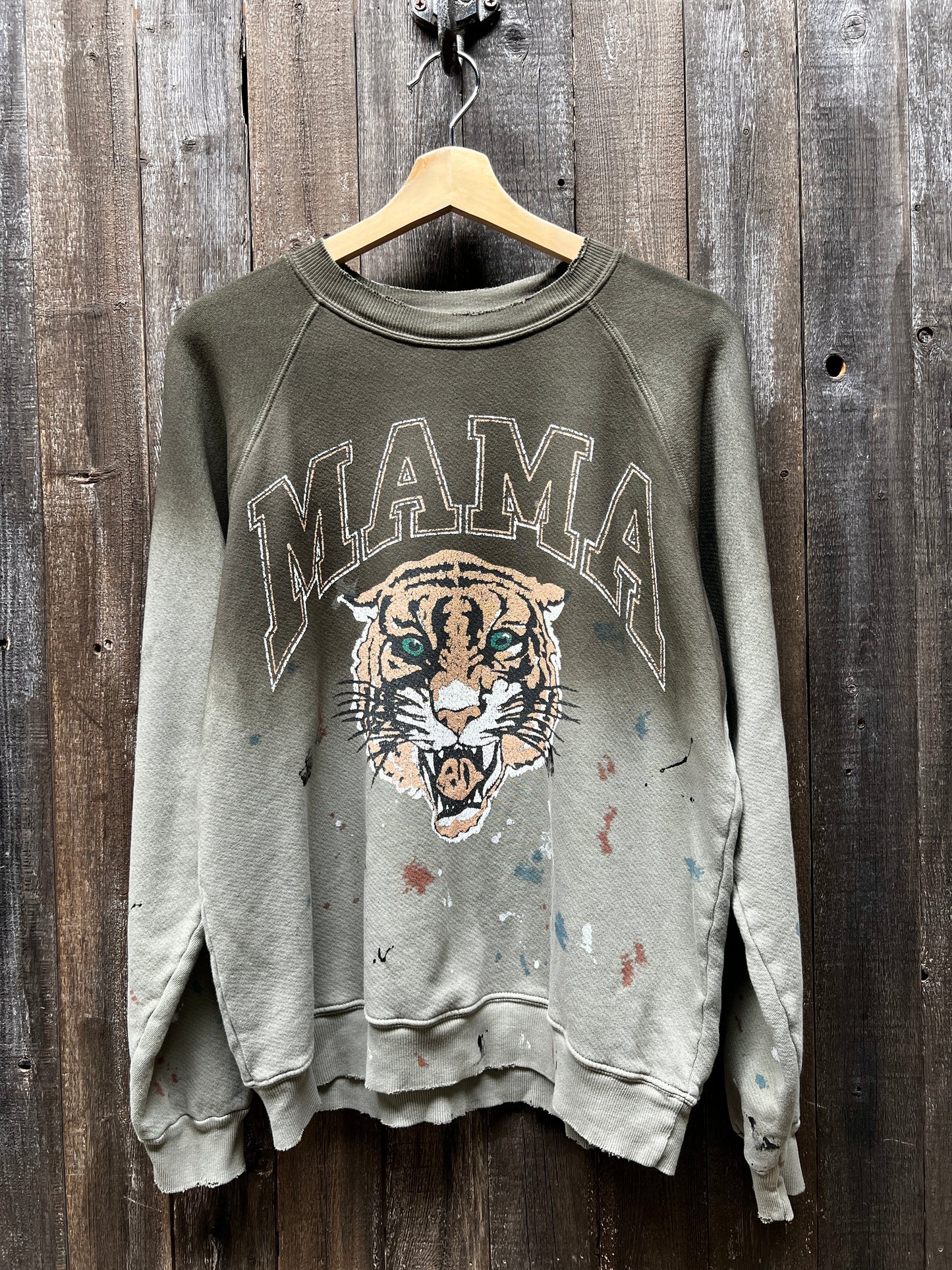 Tiger MAMA Graphic Paint Splash & Spray Ombre Sweatshirt(3 Colors)