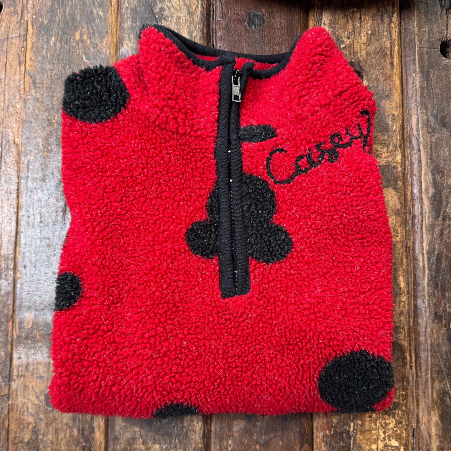 Vintage 90s Mickey Mouse All Over Print Fleece Quarter Zip Pullover -Customize Your Embroidery Wording