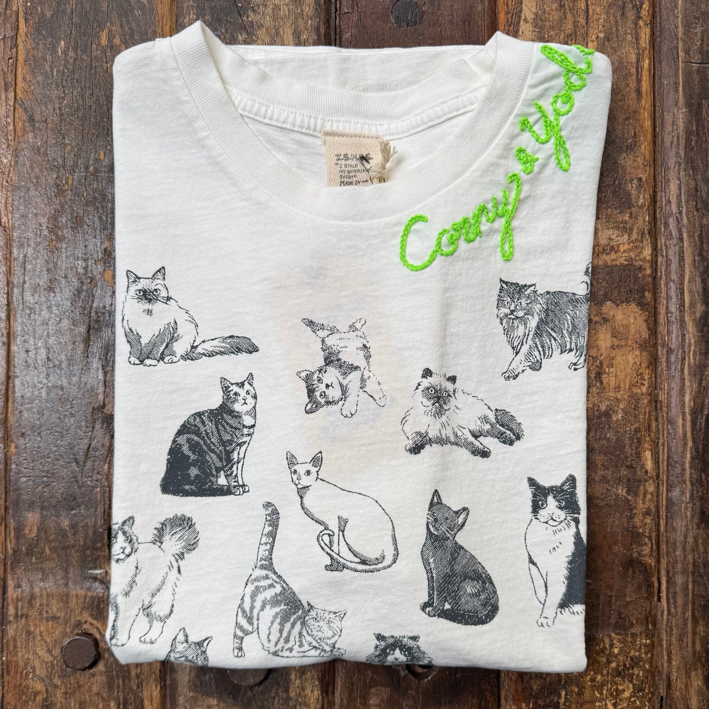 Best Friend Cats or Dogs Boyfriend Tee WITH CUSTOM HAND EMBROIDERY