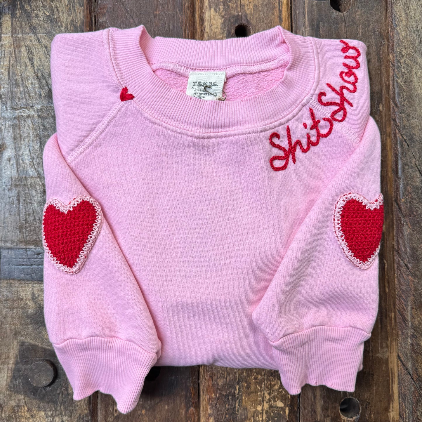 Crochet Hearts Sweatshirt WITH CUSTOM HAND EMBROIDERY(17Colors)